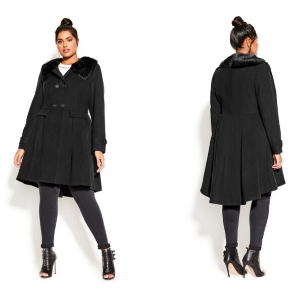 City Chic Grandiose black coat